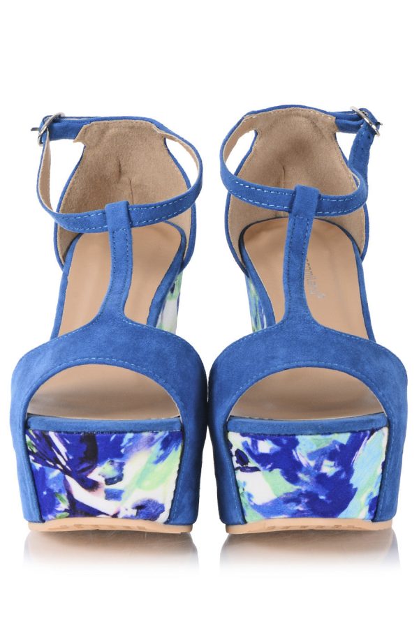 FRANCESCO MILANO CELESTE Azure Blue Floral Sandals Sale