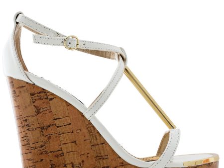 BLINK WINONA White Patent Cork Wedges Hot on Sale