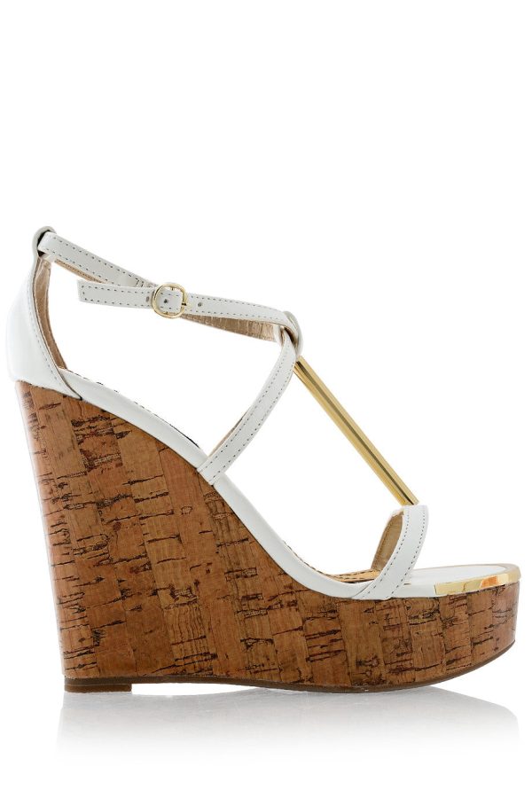 BLINK WINONA White Patent Cork Wedges Hot on Sale