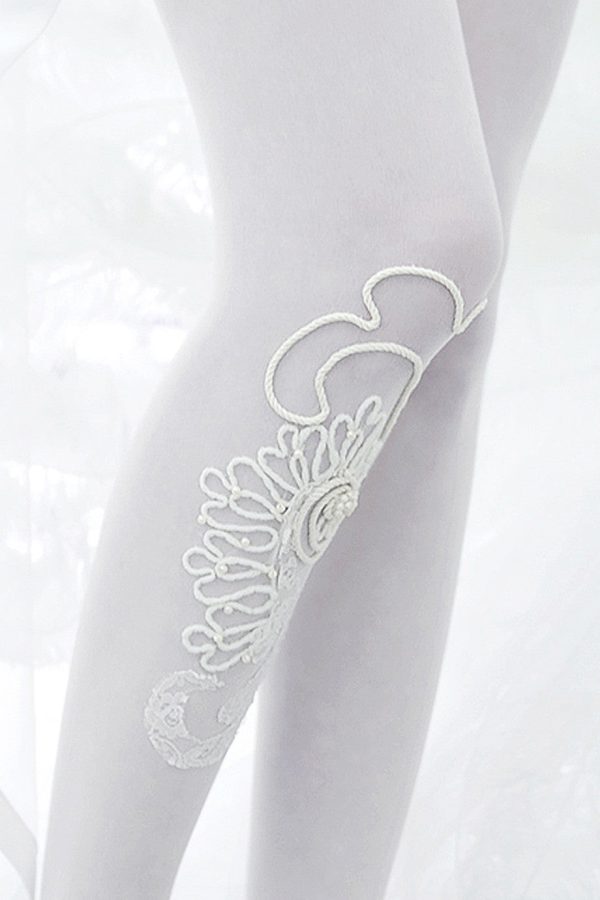 BEBAROQUE MRS GODIVA White Embellished Stockings Online now