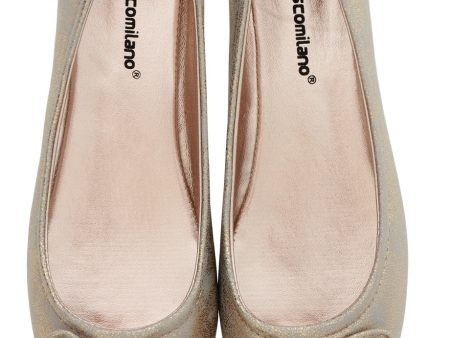 FRANCESCO MILANO SABINE Gold Crackled Ballerinas For Discount