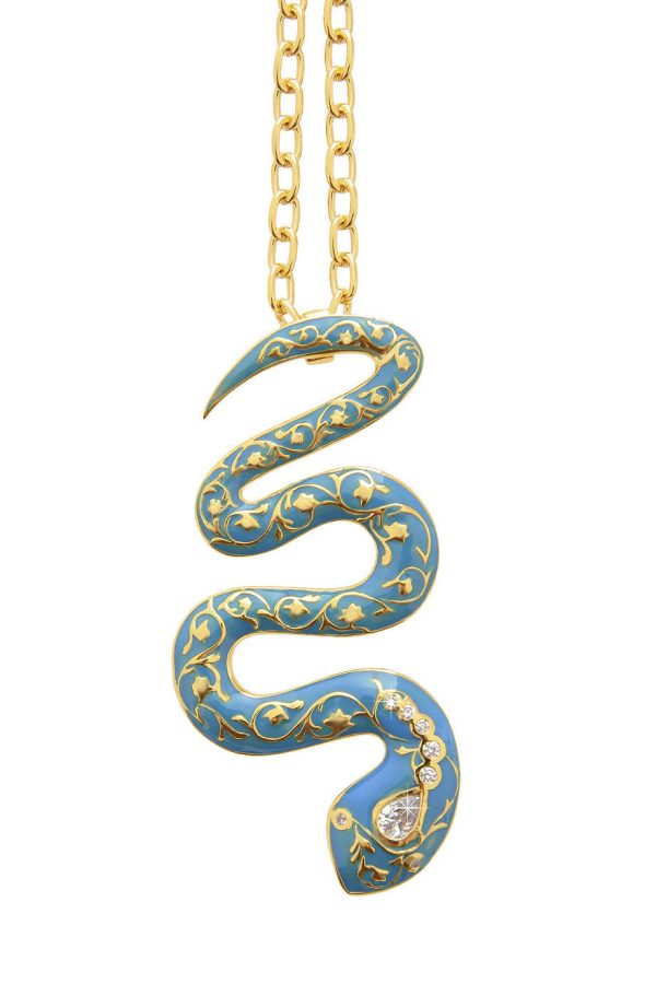 ISHARYA FIRE Blue Turquoise Serpent Pendant Hot on Sale