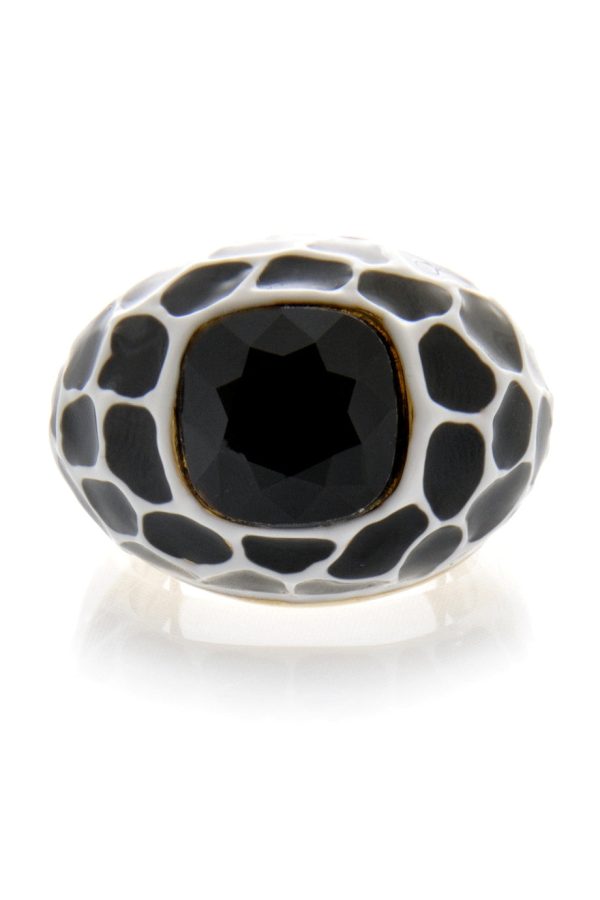 KENNETH JAY LANE Black Spots Cocktail Ring Hot on Sale