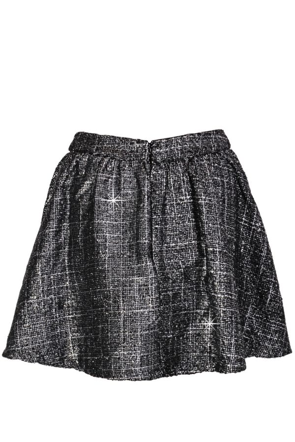 AZELIN Metallic Grey Mini Skirt Fashion