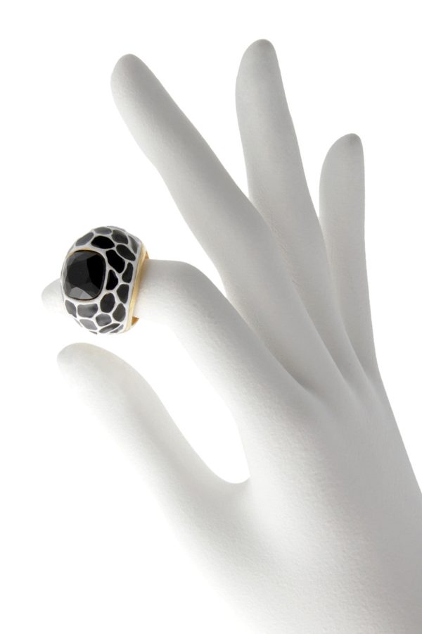 KENNETH JAY LANE Black Spots Cocktail Ring Hot on Sale