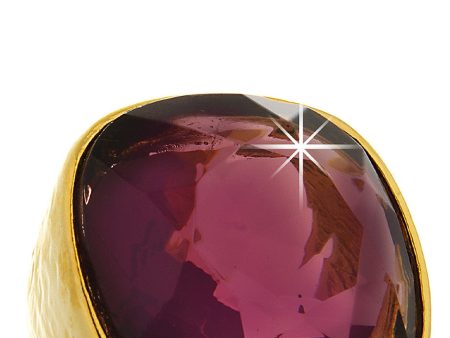 KENNETH JAY LANE AMETHYST Gold Hammered Ring Hot on Sale