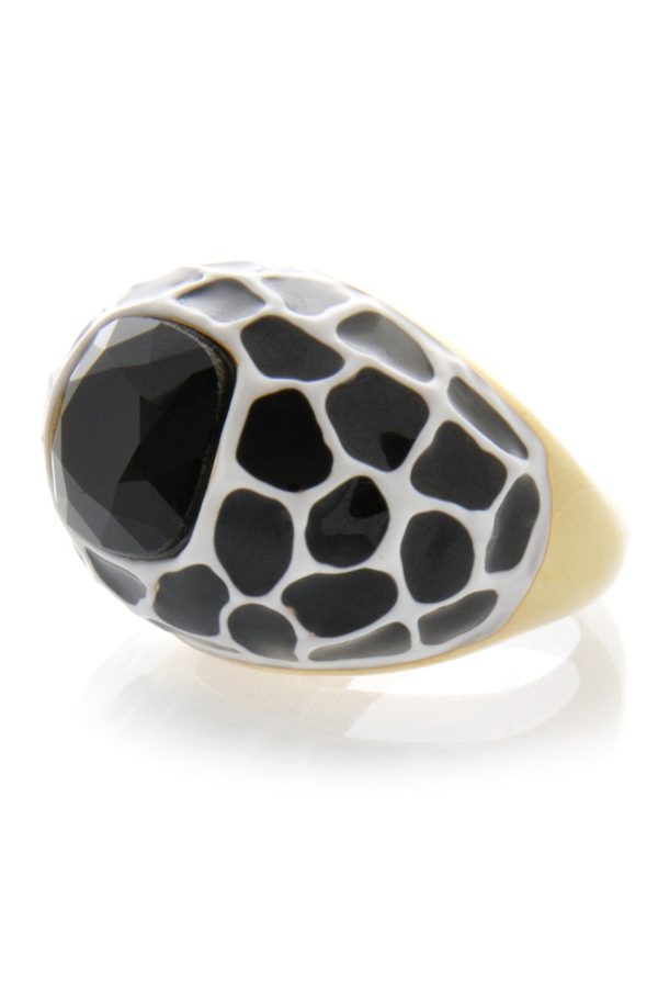 KENNETH JAY LANE Black Spots Cocktail Ring Hot on Sale