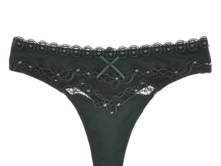 COTTON CLUB GREEN FLOWER Lace Thong Online Sale