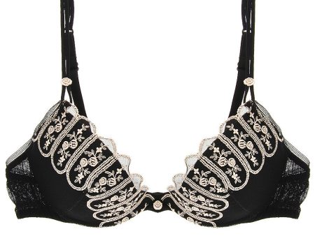 ROSE Embroidered Black Bra For Sale