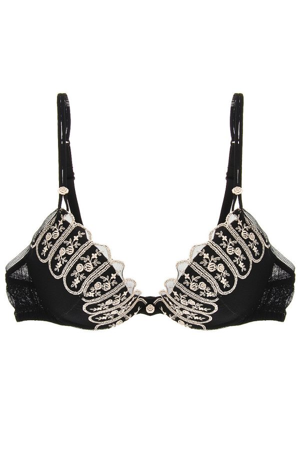 ROSE Embroidered Black Bra For Sale