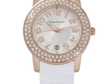 YVES BERTELIN DATE Rose Gold White Crystal Watch Online now