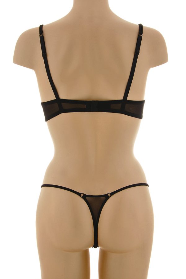 COTTON CLUB FLORAL Embroidered Black Thong Sale