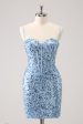 Sparkly Blue Tight Sequins Spaghetti Straps Homecoming Dress Online