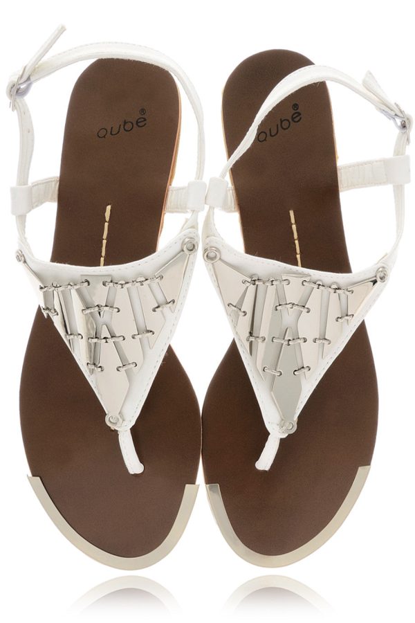 LILOU White Metallic Element Sandals Online