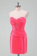 Hot Pink Bodycon Sweetheart Satin Corset Short Homecoming Dress Cheap