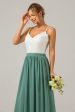 Eucalyptus Open Back Boho Chiffon Long Bridesmaid Dress with Lace Fashion