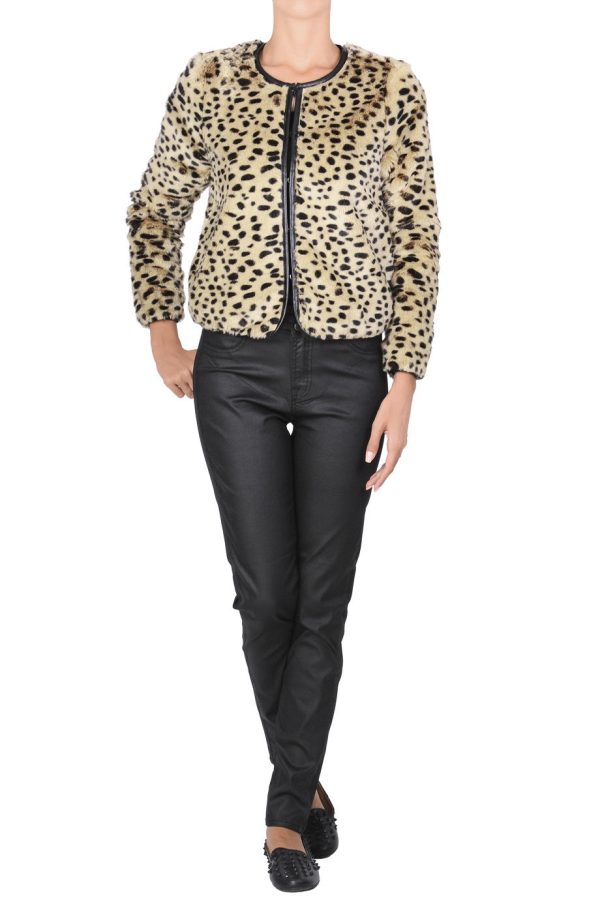 C BLOCK JALIA Leopard Fur Jacket Online