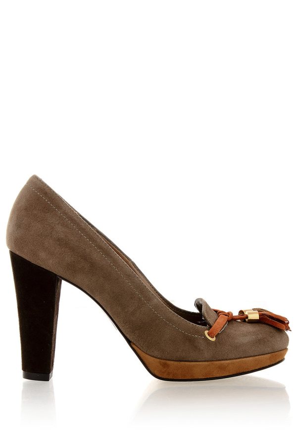 BARBARA BUCCI TANJA Taupe Suede Pumps For Sale