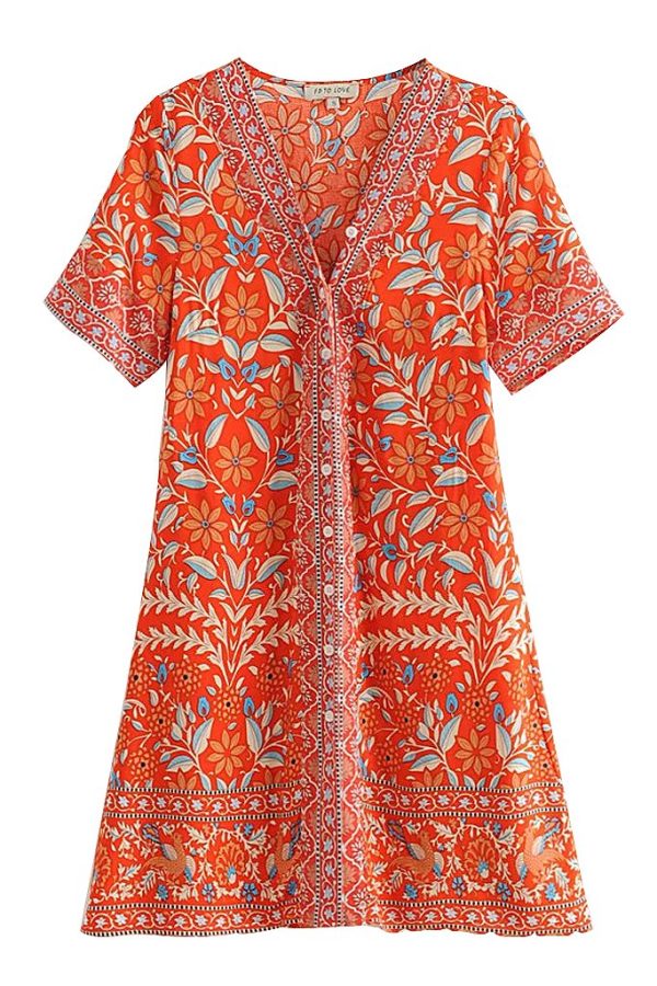 Siery Floral Orange Dress Online now