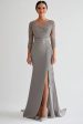 Sparkly Silver Bodycon Appliques Mother of Bride Dress With Slit Cheap