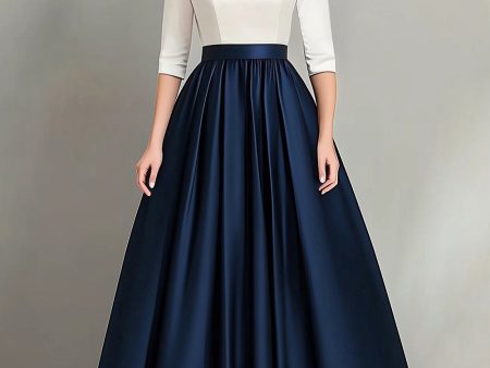 White Navy A Line Half Sleeves Ruched Mother Of the Bride Dress Online now