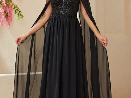 Black  A-line Off The Shoulder Chiffon Long Prom Dress Cheap