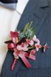 Burgundy Prom Wrist Corsage and Men‘s Boutonniere with Pearls For Sale