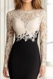 Black White Mermaid Lace Top Long Sleeves Scoop Satin Long Mother of the Bride Dress Fashion