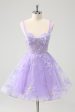 Lilac A-Line Corset Embroidered Homecoming Dress with Sequins Online