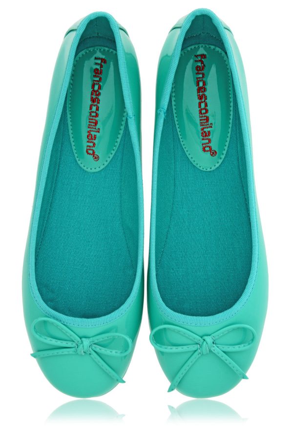 FRANCESCO MILANO ERMA Turquoise Patent Ballerinas Hot on Sale