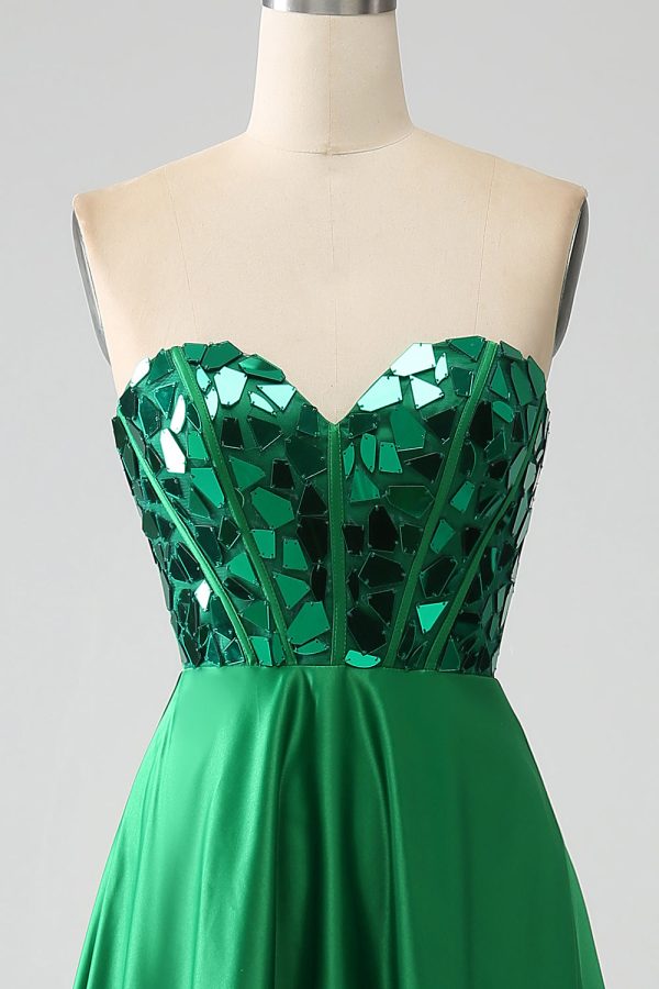 A-Line Sweetheart Dark Green Corset Prom Dress Supply