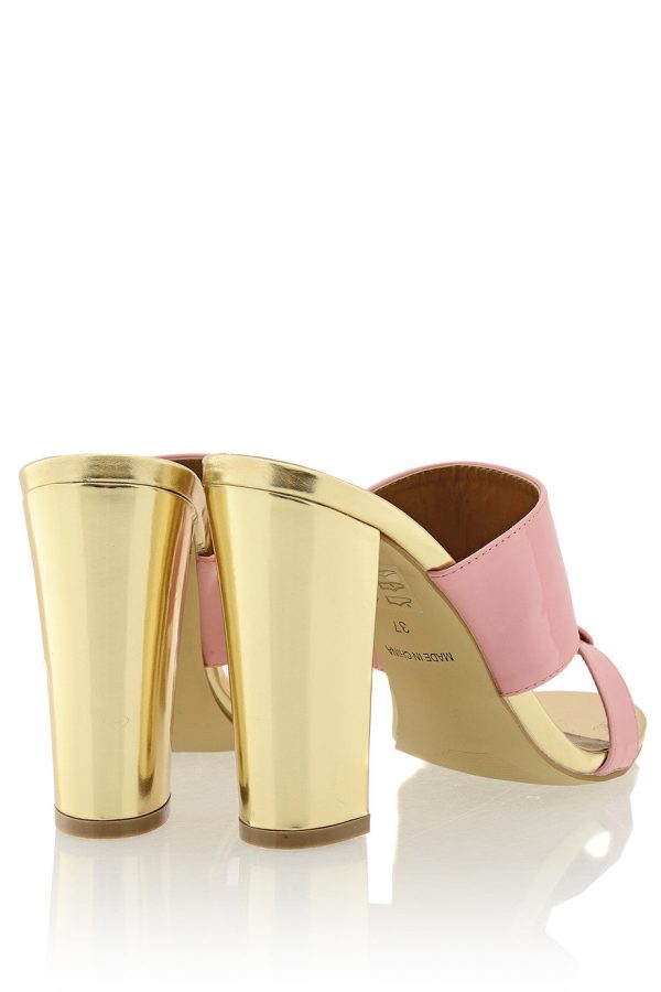 AMY Pink Gold Mules Discount