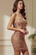 Sparkly Champagne Strapless Corset Sequined Mini Party Dress Hot on Sale