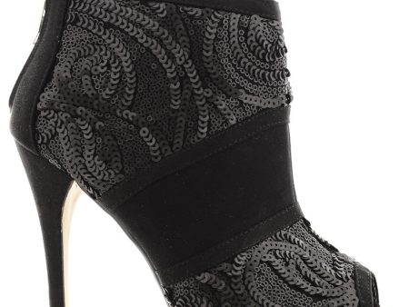 ADMIRANDA Black Sequin Peep Toe Ankle Boots Online