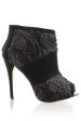 ADMIRANDA Black Sequin Peep Toe Ankle Boots Online