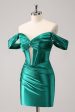 Dark Green Tight Off the Shoulder Corset Satin Homecoming Dress Online