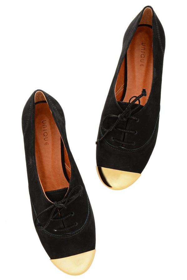 ESTER Black Lace Up Flats Cheap