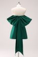 Dark Green Strapless A Line Short Homecoming Dress with Bow For Cheap