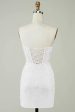 Spaghetti Straps Bodycon Simple White Graduation Dress with Appliques Online Hot Sale