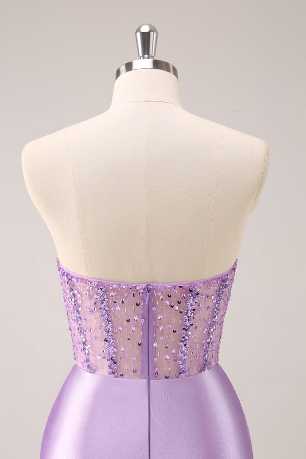 Sparkly Beading Lilac Corset Short Tight Homecoming Dress For Discount