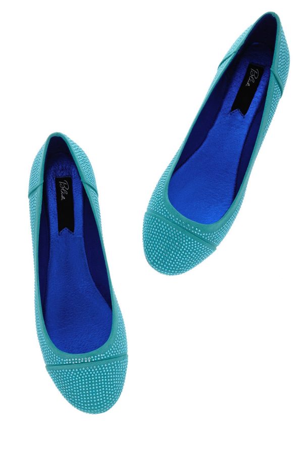 BLINK AUGUSTA Teal Studded Ballerinas Online Hot Sale