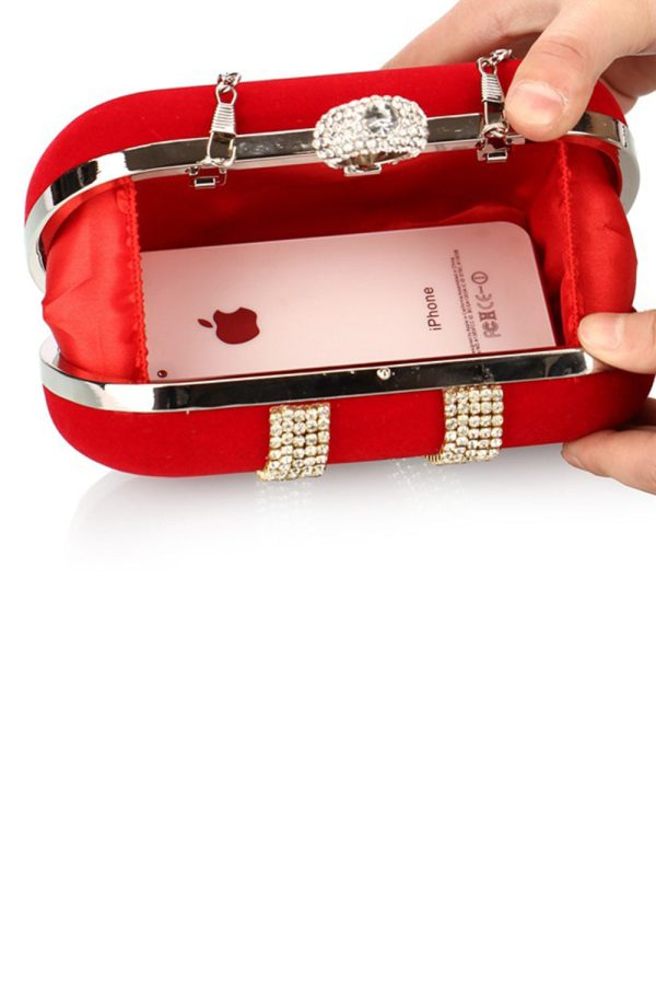 Luxury Red Handbag with Rhinestones on Sale