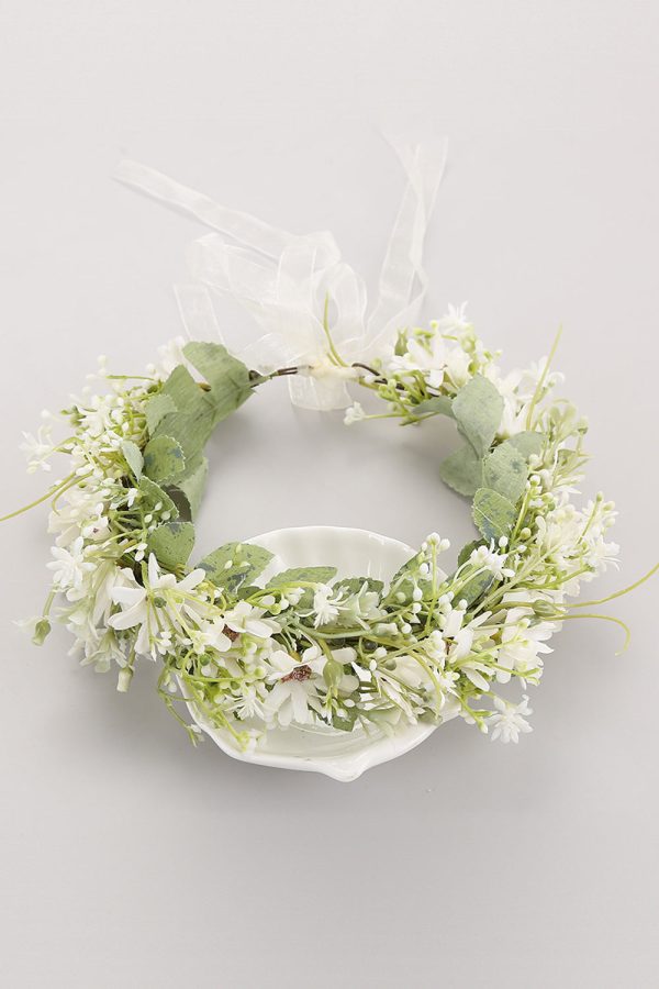 White Garland Crown Bridal Headband Supply