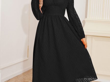 Black A Line V-Neck Mother Dress with Long Sleeves Sale