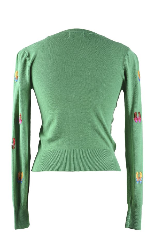 LONDON BALLERINA Green Fitted Cardigan Hot on Sale