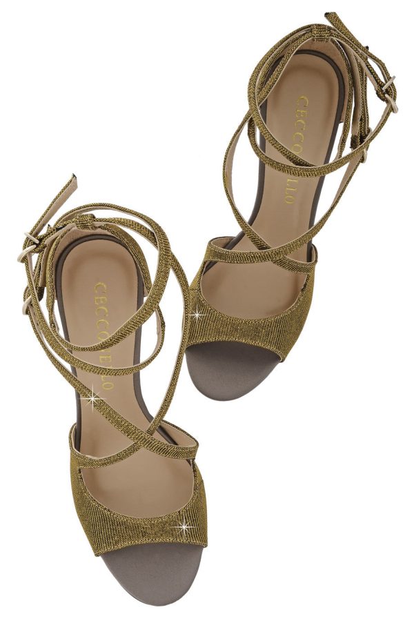 CECCONELLO FELICITA Gold Strap Heeled Sandals on Sale