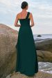 Dark Green A-Line One Shoulder Ruched Long Bridesmaid Dress Sale