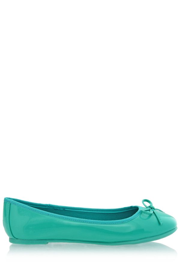 FRANCESCO MILANO ERMA Turquoise Patent Ballerinas Hot on Sale