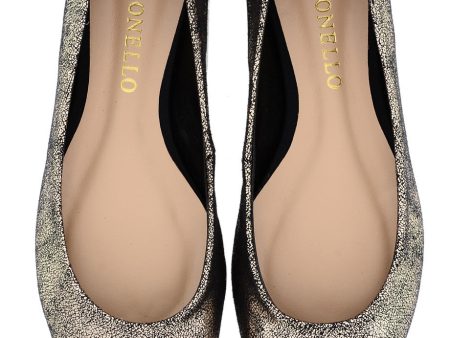 CECCONELLO LEELA Gold Crackled Ballerinas on Sale