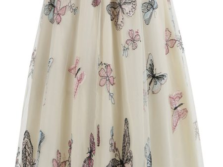 Apricot High Waist Print Chiffon Floral Loose Midi A Line Skirt Online Sale